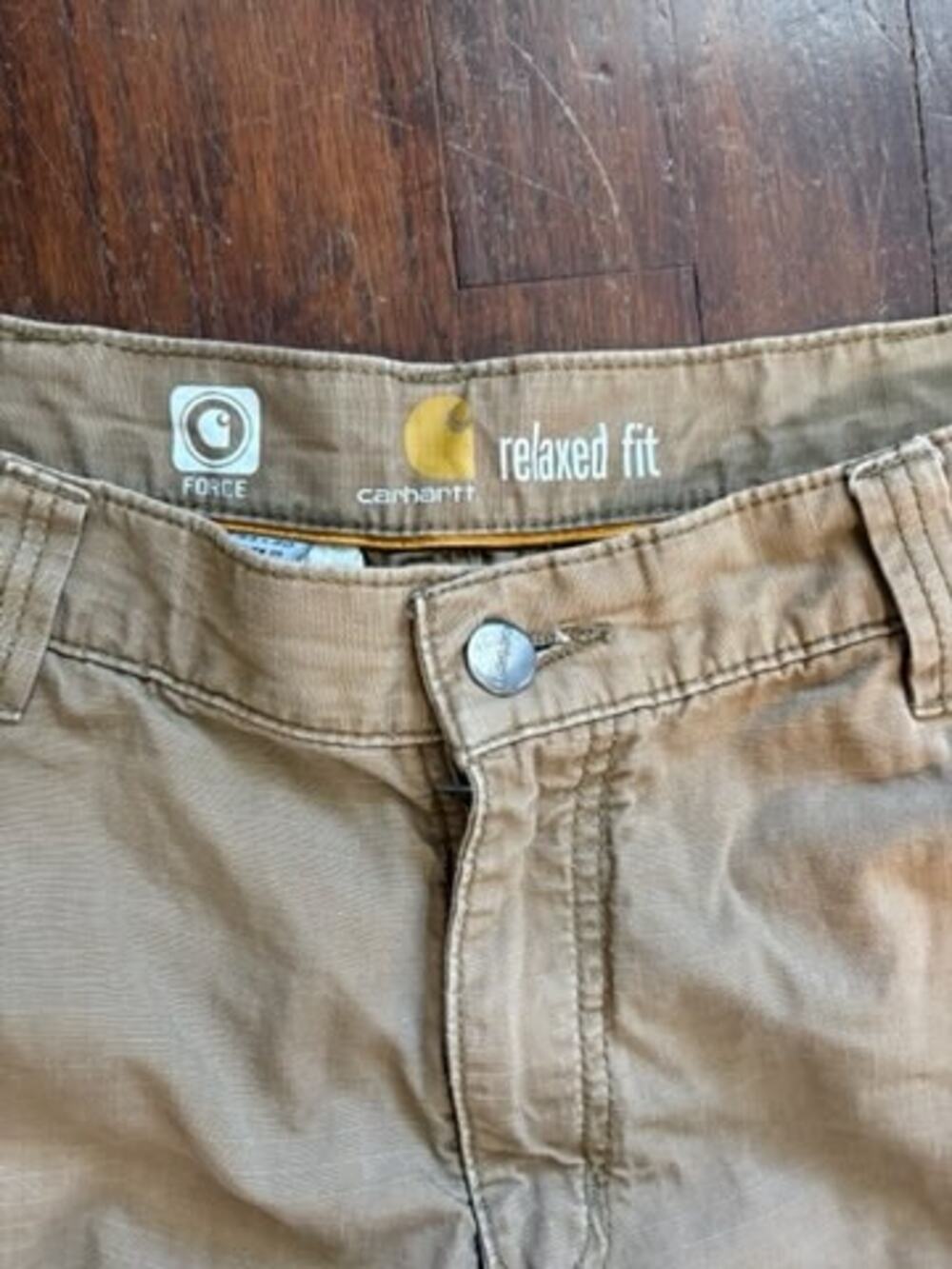 Carhartt Force Relaxed Fit Cargo Pants Mens 34x30 Khaki Ripstop - Picture 8 of 9